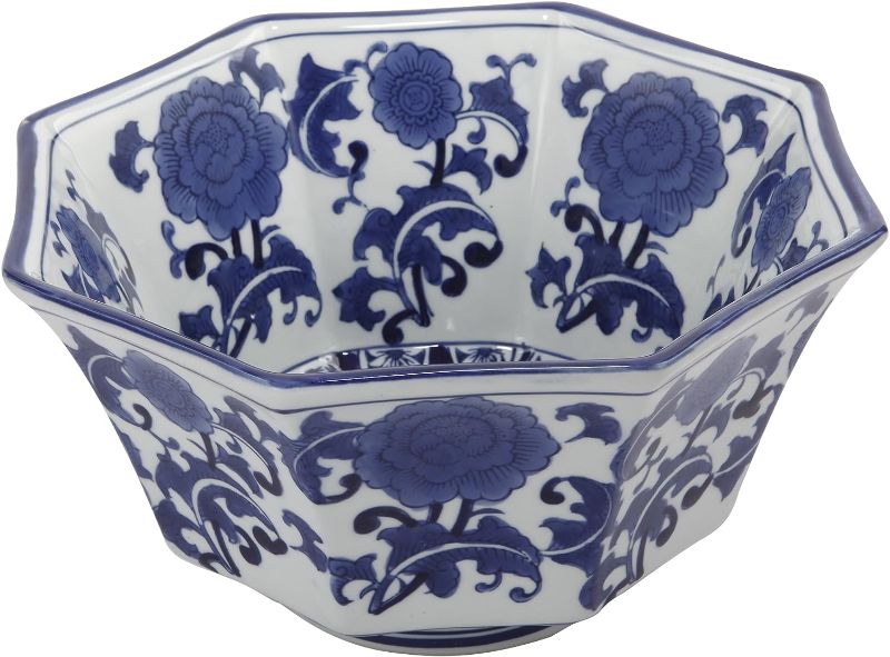 Photo 1 of A&B Home, 10.5-Inch Ren Blue and White Centerpiece Bowl