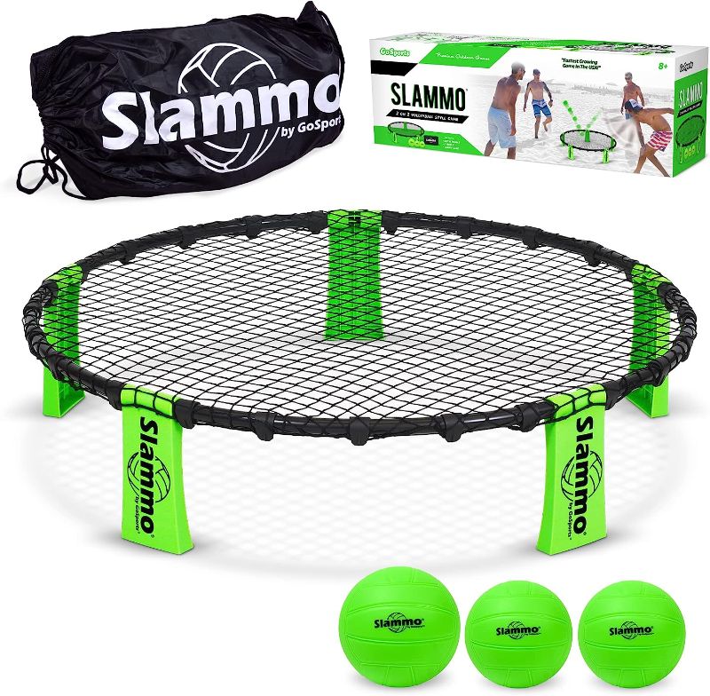 Photo 1 of GoSports Slammo Game Set (Includes 3 Balls, Carrying Case and Rules) - Outdoor Lawn, Beach & Tailgating Roundnet Game for Kids, Teens & Adults
