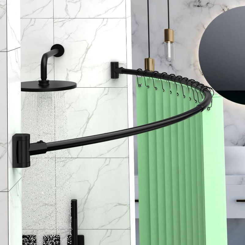 Photo 1 of Adjustable Arched Curved Shower Curtain Rod Rustproof Expandable Aluminum Metal Shower Rod