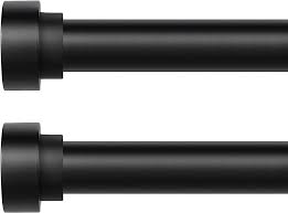 Photo 1 of Black Curtain Rods for Window 48-84 inch(4-7ft), 2 Pack Heavy Duty Curtain Rods Adjustable Drapery Rods of Window Treatment, Modern Curtain Rods with Cap Finials, 1 inch Diameter, Black, 2 Pack Black 48-84''|2 pack