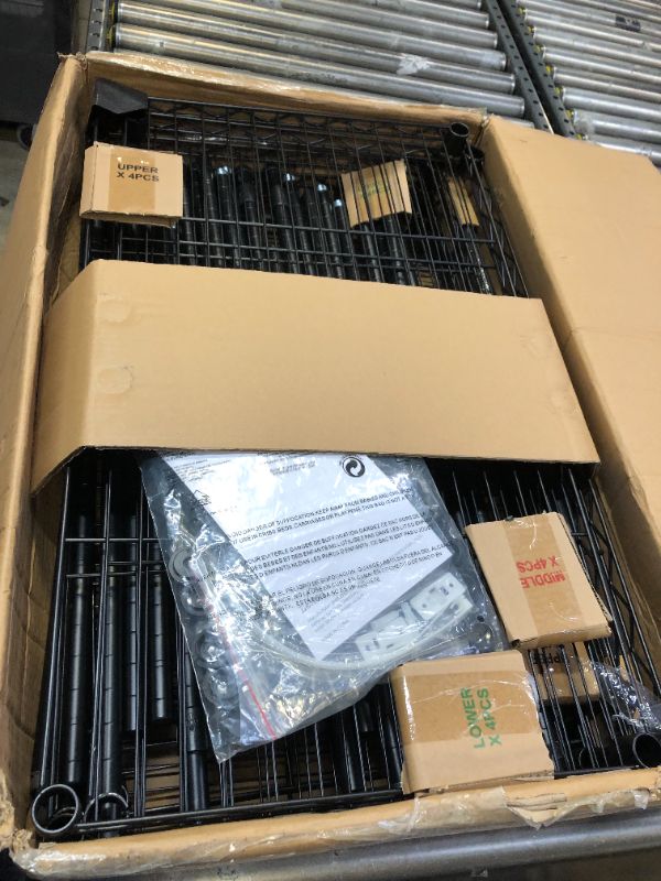 Photo 1 of LEHOM G6 Wire Garment Rack Heavy Duty Clothes Rack Compact Large Size Armoire Storage Rack Freestanding Metal Clothing Rack Closet Wardrobe with 3 Hanger Rod and 4 Large Shelves 4 Small Shelves, Black Large Black-G6