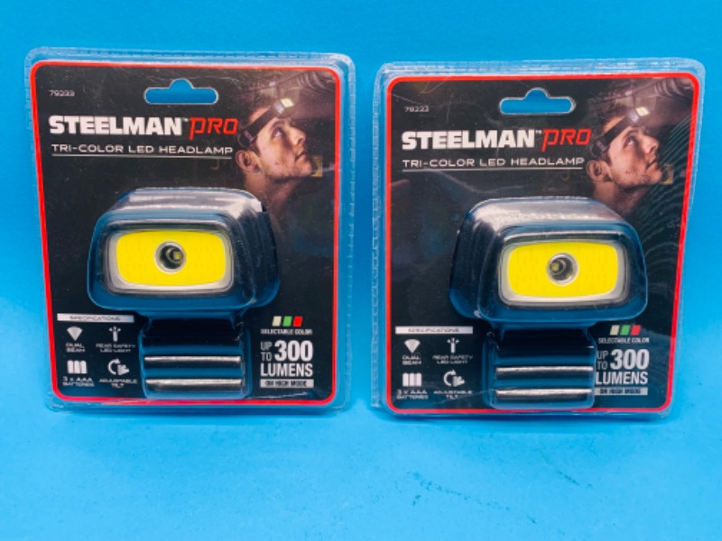Photo 1 of 985126…2 Steelman tri-colored LED headlamps - packages do not include batteries 