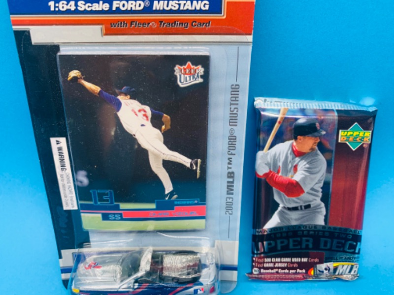 Photo 2 of 985207… sealed upper deck 1999 trading cards and MLB ford mustang with card