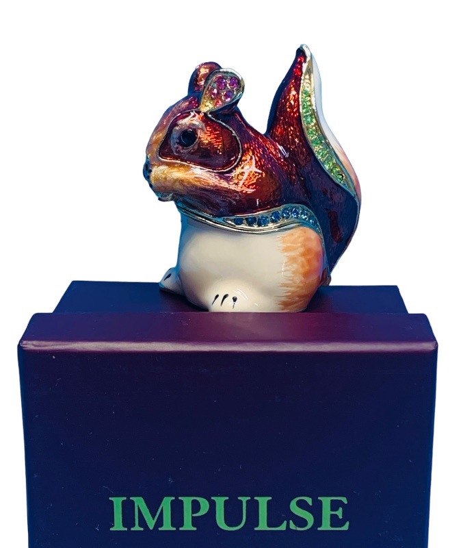Photo 1 of 985347… 2” impulse jeweled and crystal enamel hinged trinket box in satin lined box 
