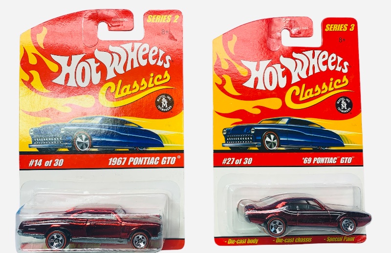 Photo 1 of 985370… 2 hot wheels classics die cast Pontiac GTO cars with special paint 