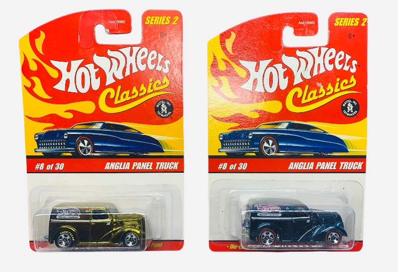 Photo 1 of 985377… 2 hot wheels classics die cast Anglia panel trucks with special paint 