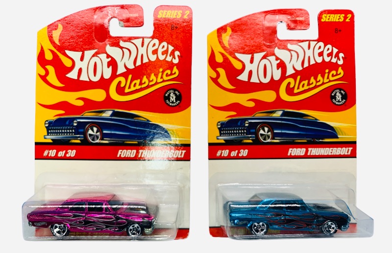 Photo 1 of 985378… 2 hot wheels classics die cast Ford Thunderbolt cars with special paint 