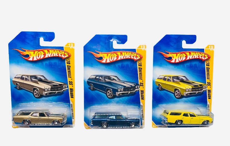 Photo 1 of 985386… 3 hot wheels die cast 1970 Chevelle SS cars