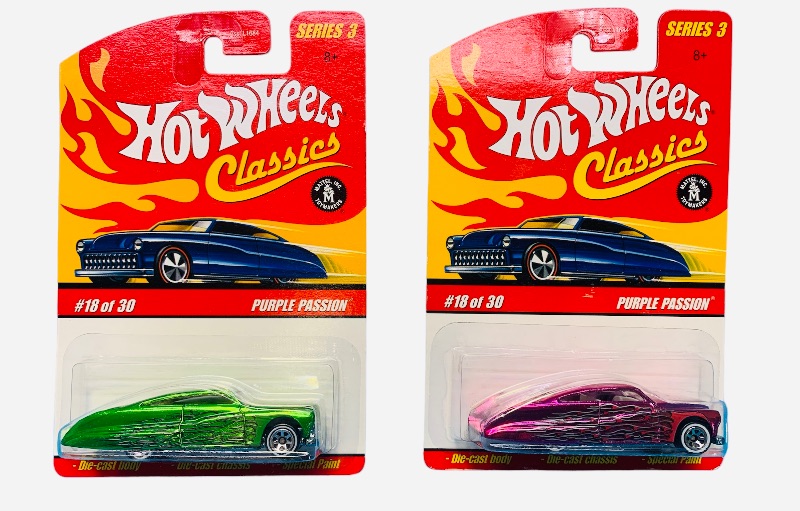 Photo 1 of 985420… 2 hot wheels classics die cast Purple Passion cars with special paint 