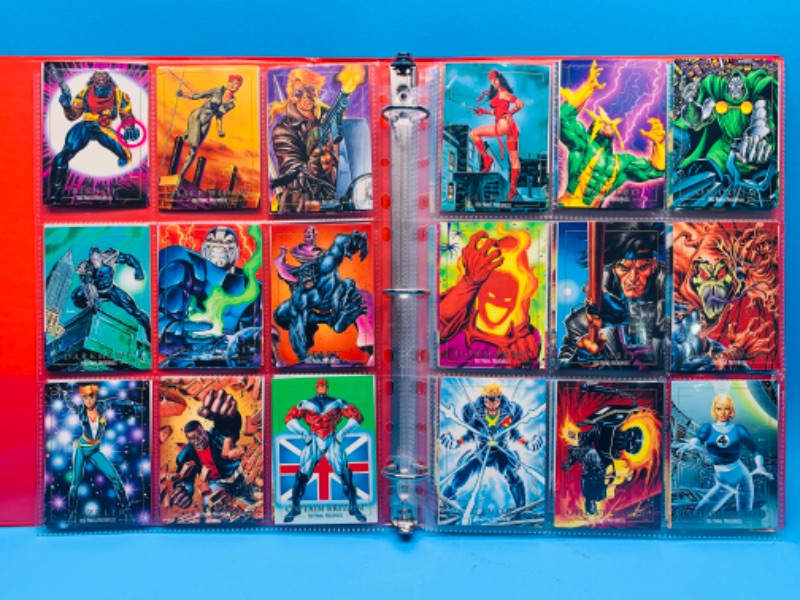 Photo 1 of 985500…not complete set only 90 of 100 marvel masterpieces comic cards in binder 