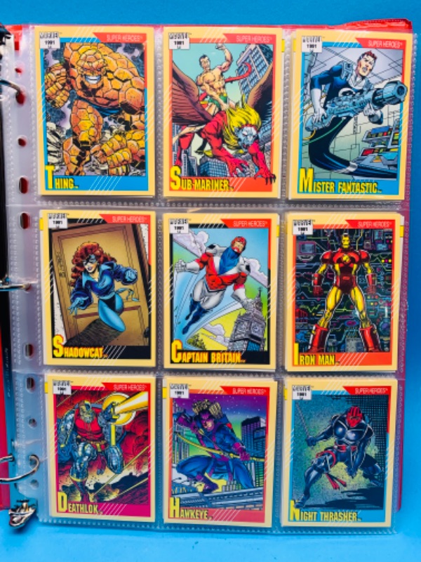 Photo 2 of 985502…not complete set only 140 Marvel 1991 comic cards in binder- Impel