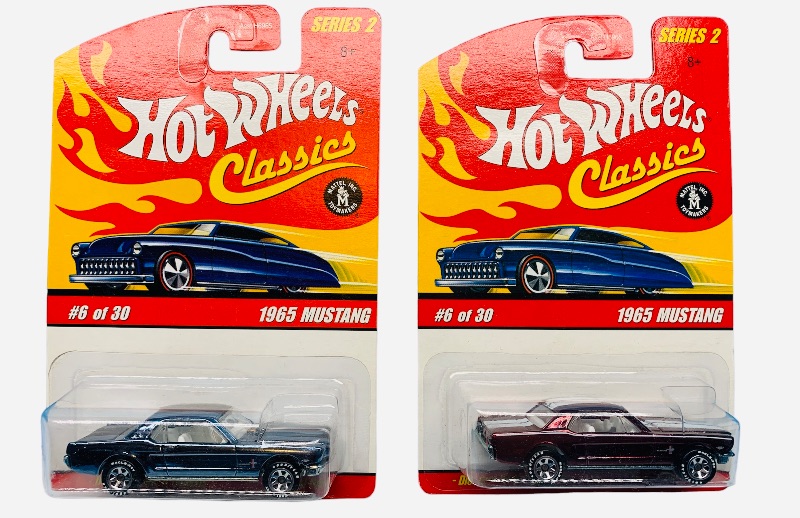 Photo 1 of 985560… 2 hot wheels classics die cast  1965 mustang cars with special paint 