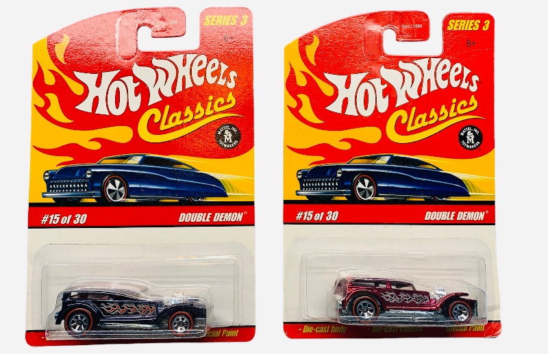 Photo 1 of 985562… 2 hot wheels classics redline die cast double demon cars with special paint 