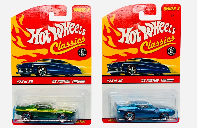 Photo 1 of 985588…  2 hot wheels classics redline die cast 1969 Pontiac firebird cars will special paint 