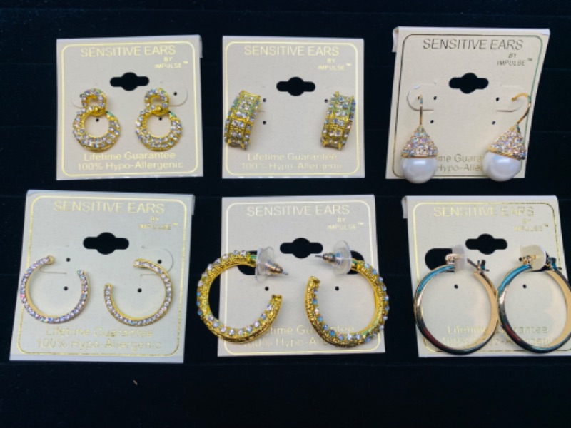 Photo 1 of 985660…6 pairs of sensitive hypoallergenic pierced earrings 