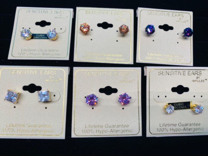 Photo 1 of 985665… 6 pairs of sensitive hypoallergenic pierced earrings -jewelry 