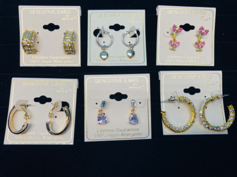 Photo 1 of 985672… 6 pairs of sensitive hypoallergenic pierced earrings 