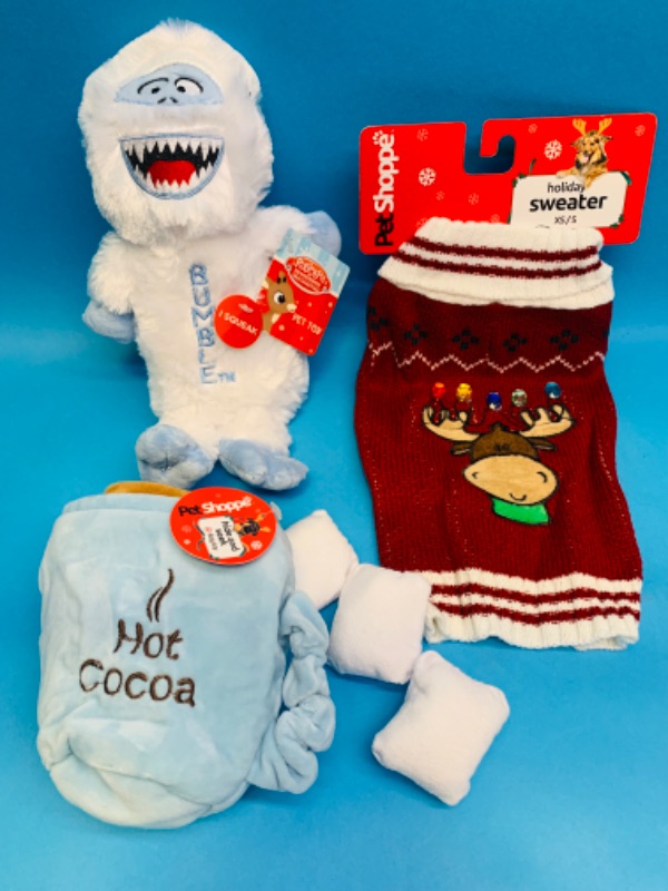 Photo 1 of 985697…pet toys and sweater size xs/s