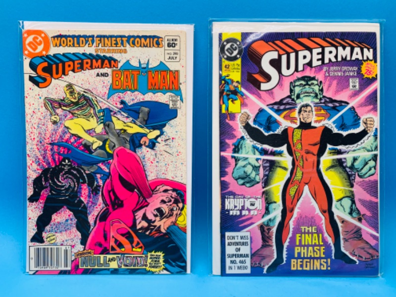 Photo 1 of 985734…2 vintage Superman  comics in plastic sleeves 