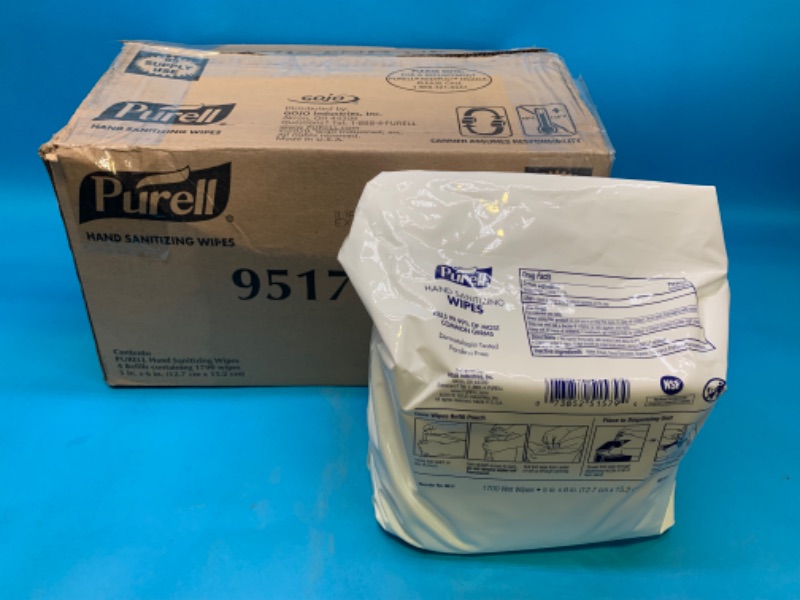 Photo 1 of 985792… 6800 Purell hand sanitizing wipes.  4 refill  bags 1700 per pack 