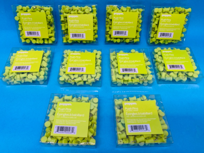 Photo 2 of 985799…1000 lime green push pins - 10 cases 100 per case 