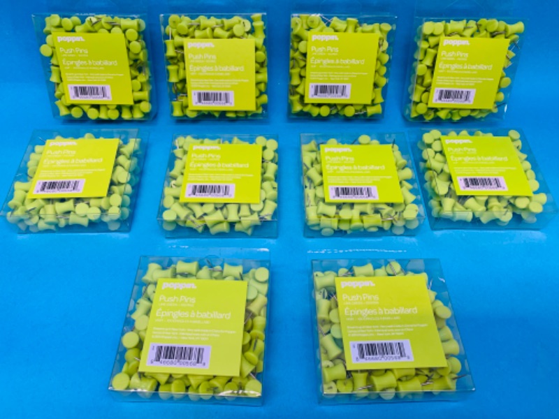 Photo 2 of 985803… 1000 lime green push pins - 10 cases 100 per case 