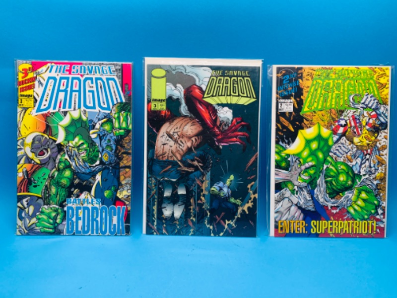 Photo 1 of 985817…3 savage dragon comics in plastic sleeves 