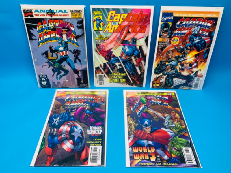 Photo 1 of 985825…5 captain America comics in plastic sleeves 