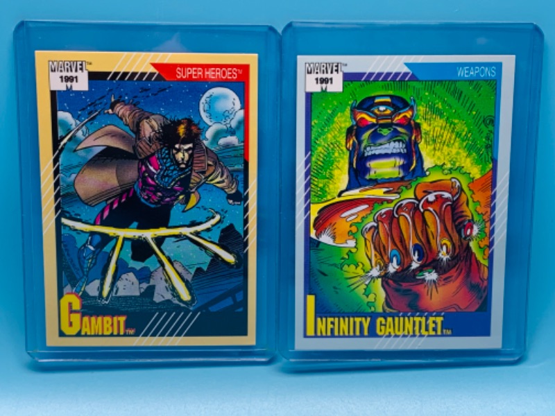 Photo 1 of 985846…1991 marvel Infinity Gauntlet and Gambit cards in hard plastic sleeves 