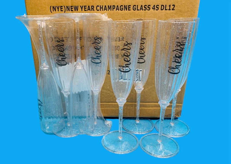 Photo 2 of 985853… case of 48 plastic cheer glitter glasses for weddings, birthdays, new years 
