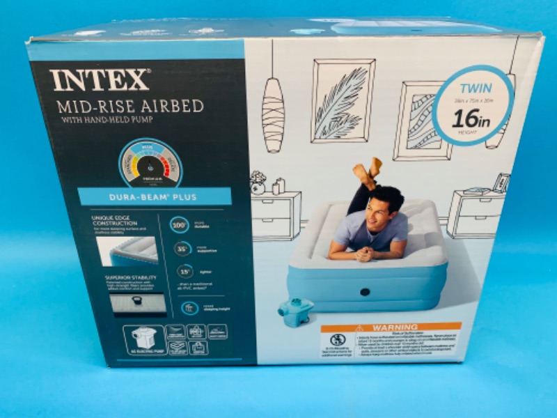 Photo 1 of 985896…twin 16” Intex mid-rise airbed with handheld pump 
