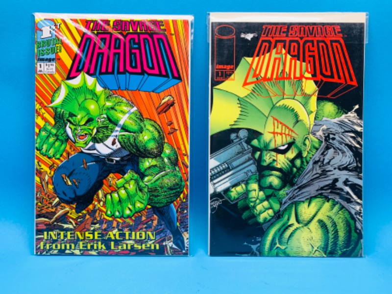 Photo 1 of 985936…2 savage dragon #1 comics in plastic sleeves 