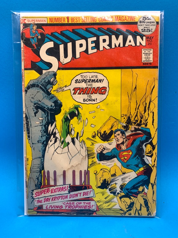 Photo 1 of 985948…vintage.25 Superman comic #251 in plastic sleeve-some stains, folds, and wear