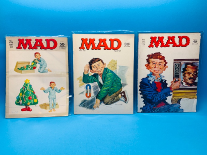 Photo 1 of 985984… 3 vintage MAD magazines in sleeves 