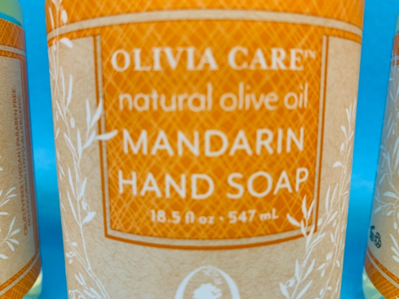 Photo 1 of 986106… 3 Olivia care vegan olive oil mandarin hand soaps 18.5 oz each 