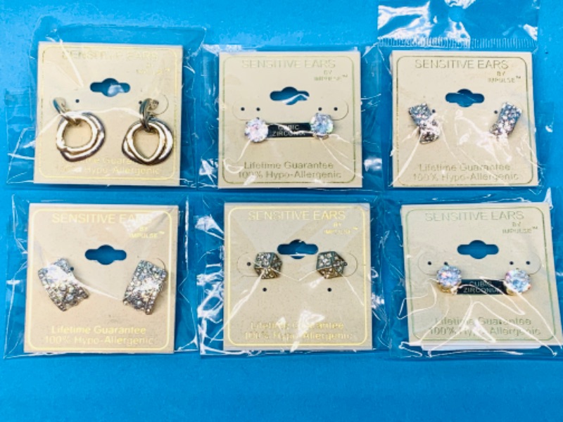 Photo 1 of 986350… 6 pairs of sensitive hypoallergenic pierced earrings 