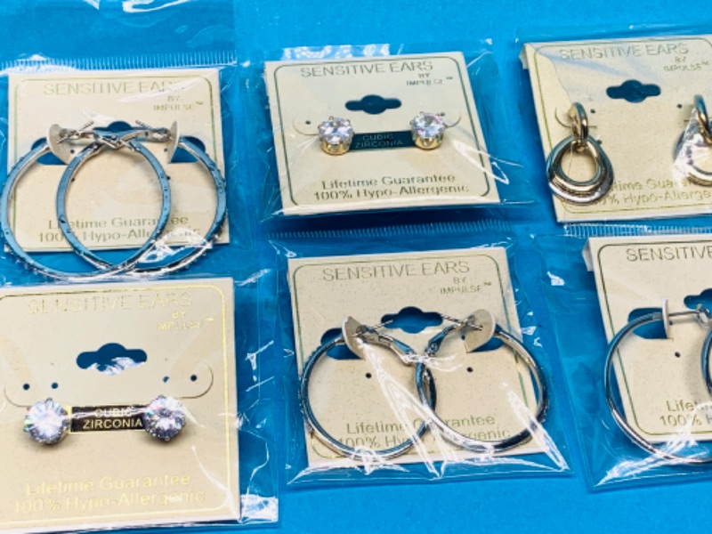 Photo 1 of 986351… 6 pairs of sensitive hypoallergenic pierced earrings 