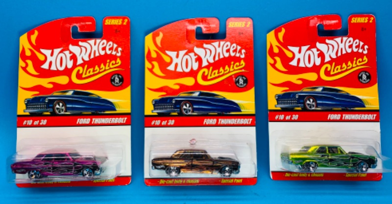 Photo 1 of 986357…3 hot wheels classics die cast thunderbolts with special paint 
