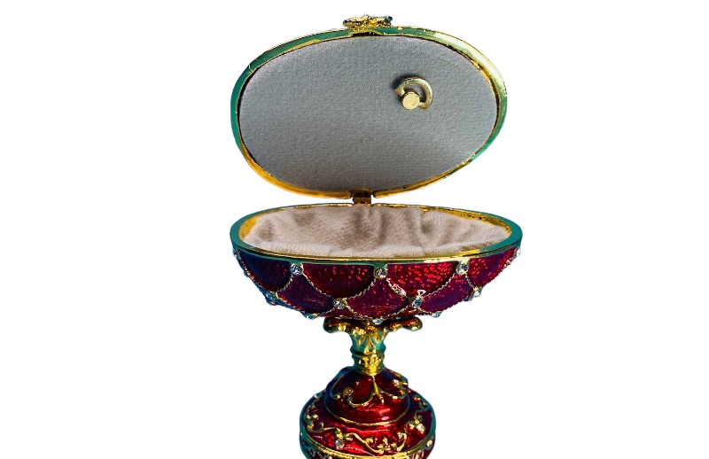 Photo 1 of 986409… 4” impulse jeweled and crystal enamel hinged musical trinket box in box