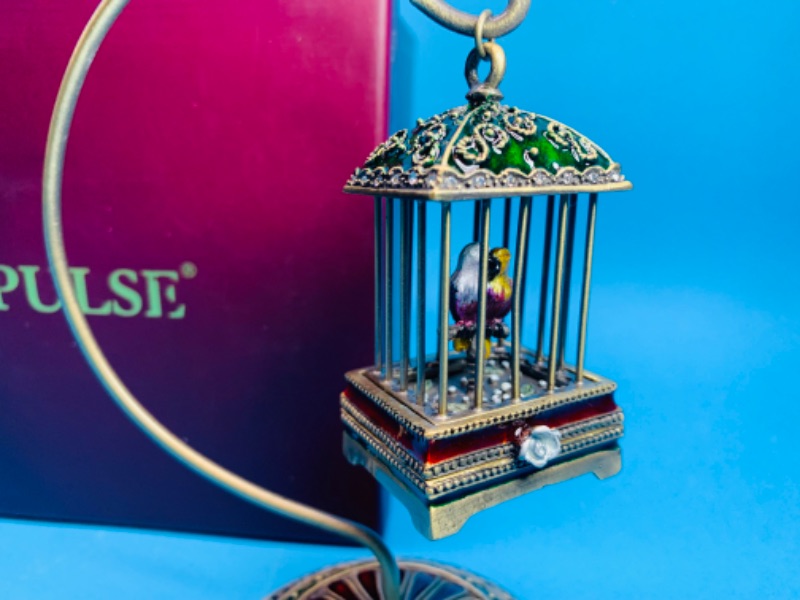 Photo 2 of 986418… 5” impulse jeweled and crystal enamel hinged trinket box in satin lined box 
