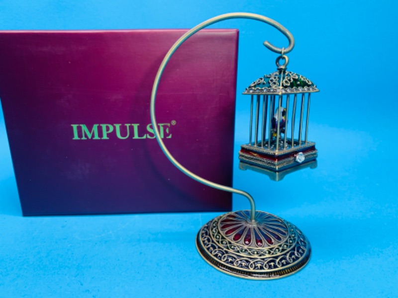 Photo 1 of 986418… 5” impulse jeweled and crystal enamel hinged trinket box in satin lined box 