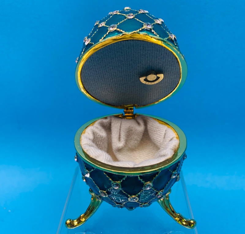 Photo 3 of 986434… 4” impulse jeweled and crystal enamel hinged musical trinket box in box 