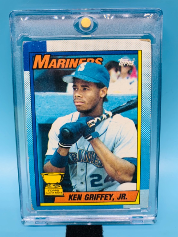 Photo 1 of 986451…Topps 1990 ken Griffey Jr. Rookie Bloody scar card #336 in hard plastic case 