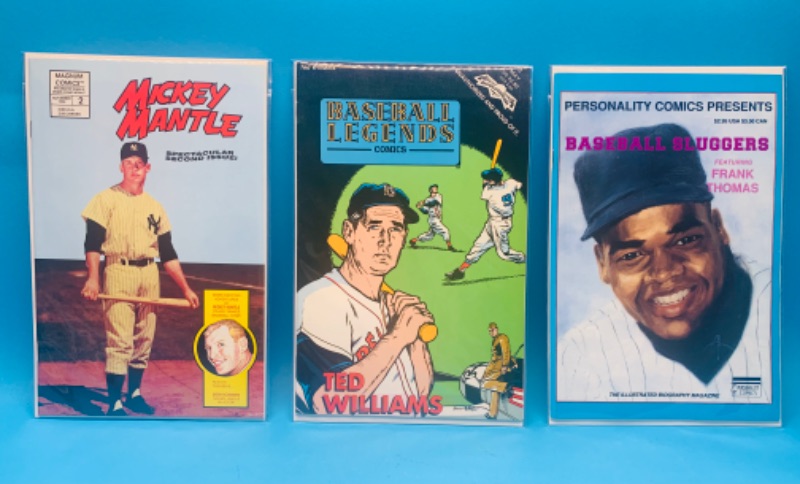 Photo 1 of 986489…3 vintage sports  comics in plastic sleeves 