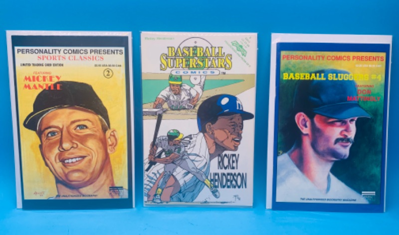 Photo 1 of 986491…3 vintage sports  comics in plastic sleeves 