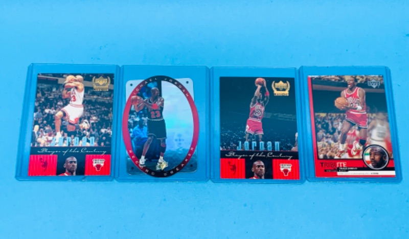 Photo 1 of 986732… 4 Michael Jordan trading cards in hard plastic sleeves 