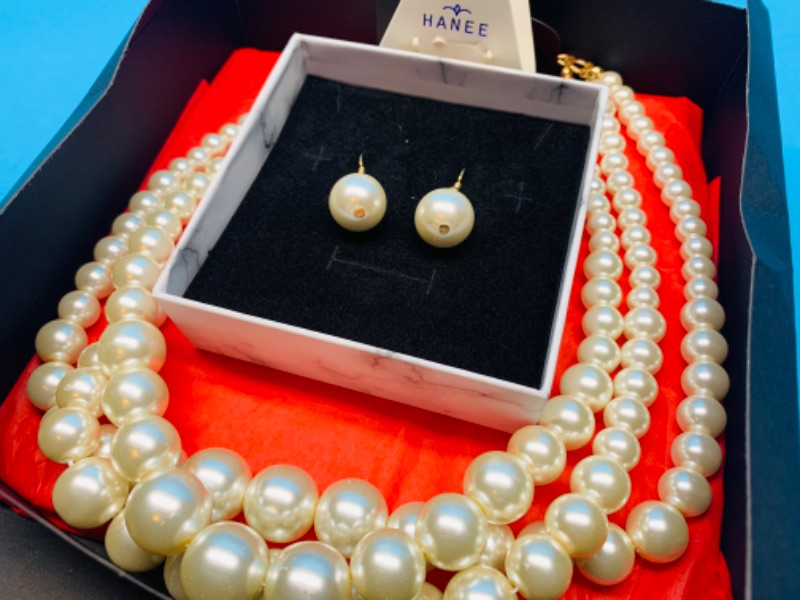 Photo 1 of 986749…Hanee fashion necklace and pierced earrings set in gift box 