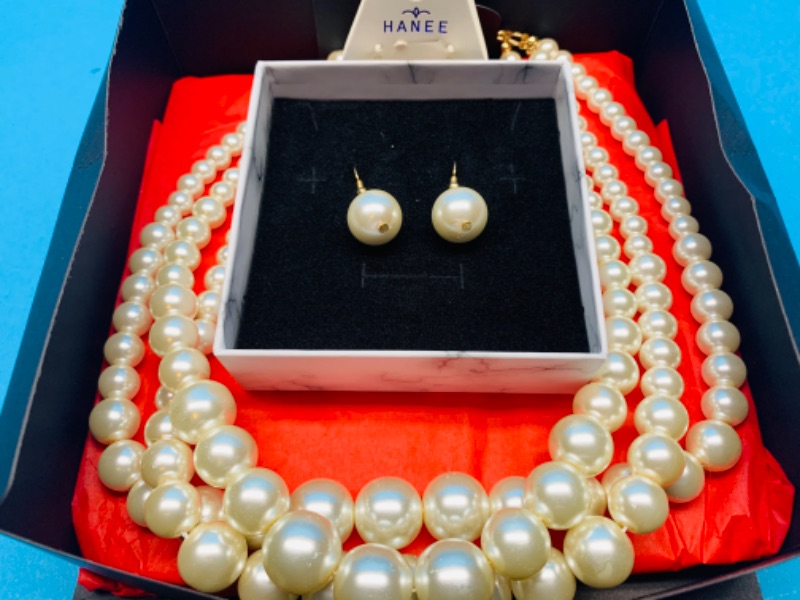 Photo 2 of 986749…Hanee fashion necklace and pierced earrings set in gift box 