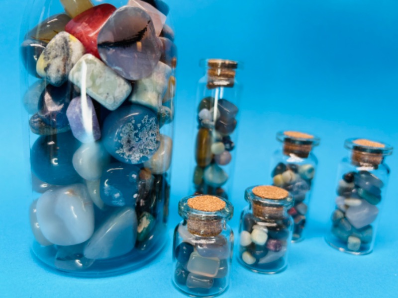 Photo 2 of 986989…6 small bottles of polished rocks 5”-1”