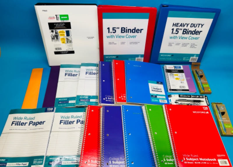 Photo 1 of 987069…binders, notebooks, pens, paper, folders